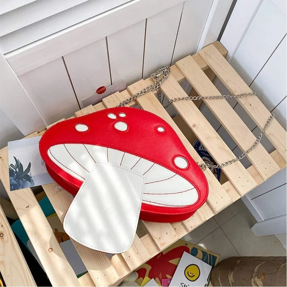 Women Mushroom Shape PU Leather Shoulder Bag Tote Crossbody Purse